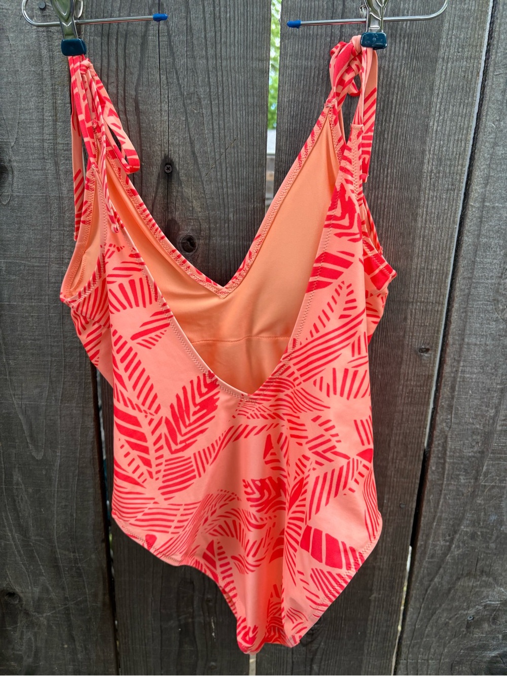 aerie One-Piece Swimsuit in Coral and Red Leaf Print - Picture 2 of 4